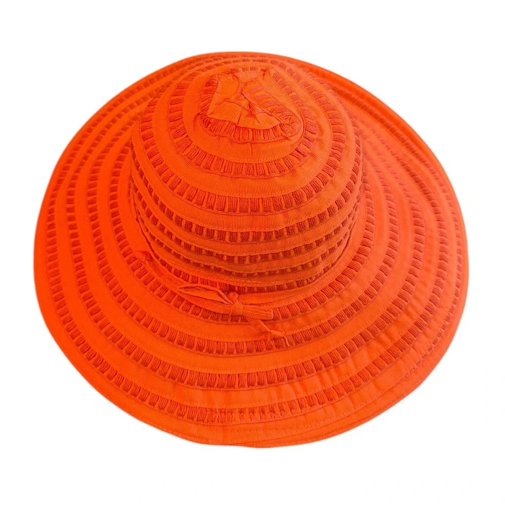 Made in Italy Bright Orange Striped Nordstrom Sun Hat - Beach Day Vacation